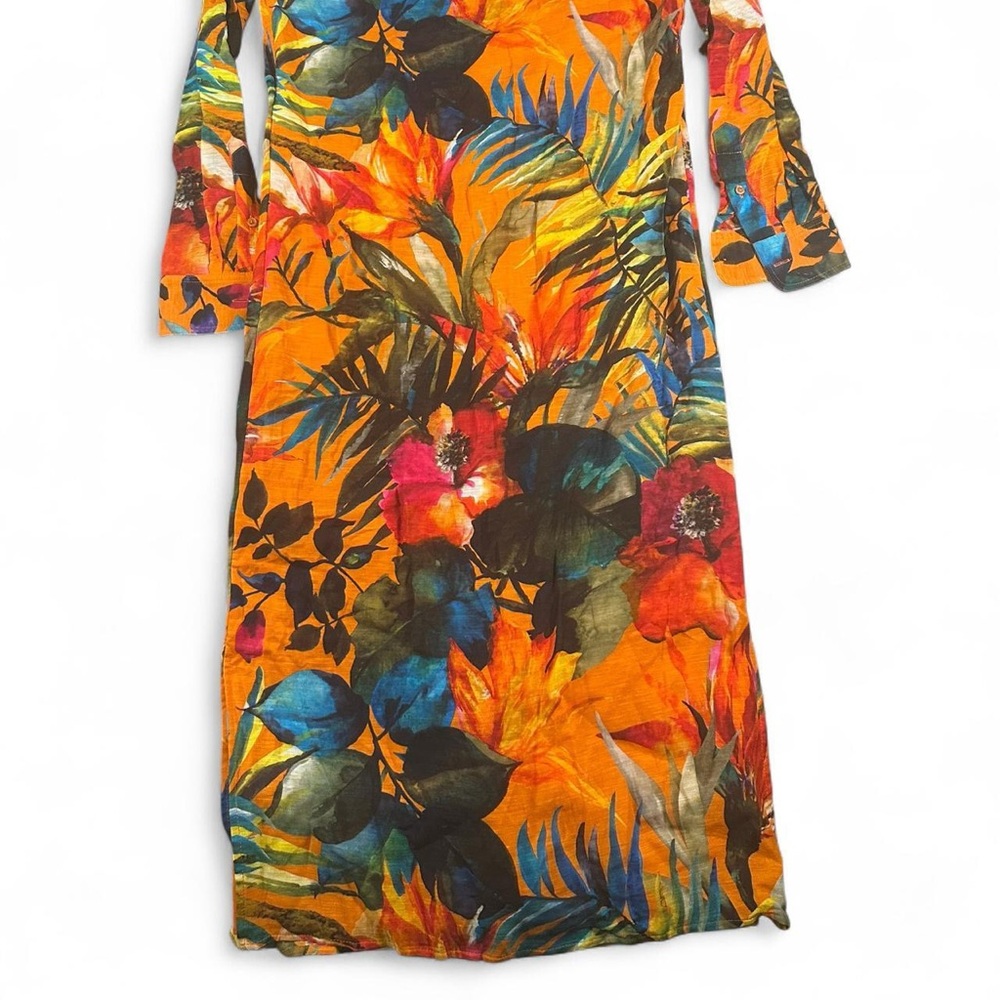 Ralph Lauren Purple Label Women’s Seneca Tropical-Print Linen Midi Shirtdress - Picture 7 of 8
